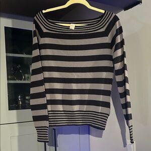 Rags to Raches Black and Gray Striped Sweater